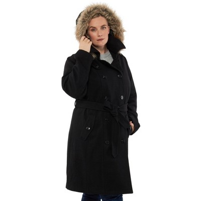 Alpine Swiss Women’s Plus Size Wool Blend Long Trench Coat with Removable Fur Hood and Belt, Sizes 2X 3X — фото 8