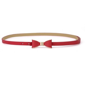 Allegra K Women's Skinny Waist Belt Metal Bow-knot No Buckle Thin Belt 1 Pc - 1 of 4
