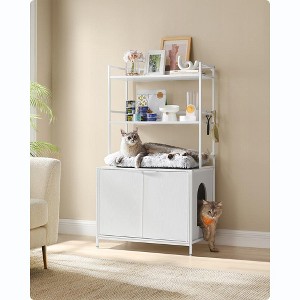 Feandrea Cat Litter Box Enclosure, Hidden Litter Box Furniture with 2 Storage Shelves, 2 Hooks, Spacious, Indoor Cat House, Snow White - 1 of 4