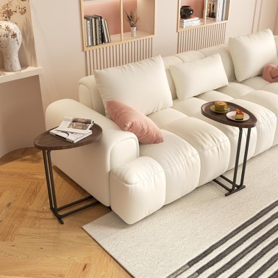 NicBex Modern C-Shaped Side Table for Sofa, Couch Table End Tables with Metal Frame Slide for Living Room Bedside Space-Saving Design