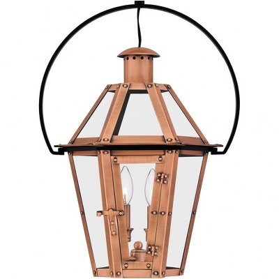 Aged Copper and Clear Glass 24" Indoor/Outdoor Pendant Light