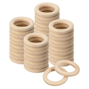 Unique Bargains DIY Crafting Natural Smooth Unfinished Wood Rings 50 Pcs - 1 of 4