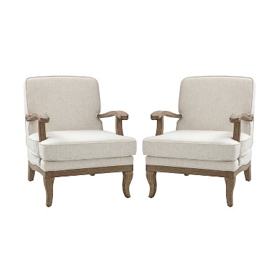 Set of 2 Quentin Wooden Upholstered Armchair Comfy Living Room with Comfortable Backrest and Cushion | ARTFUL LIVING DESIGN