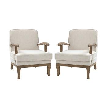 Set of 2 Quentin Wooden Upholstered Armchair Comfy Living Room with Comfortable Backrest and Cushion | ARTFUL LIVING DESIGN
