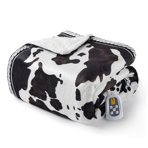Heated Electric Blanket with LCD Dual Controller, Cow Print Heating Blankets, 10 Heat Levels & 1-12H Time Settings, ETL Certified, Machine Washable - 1 of 4