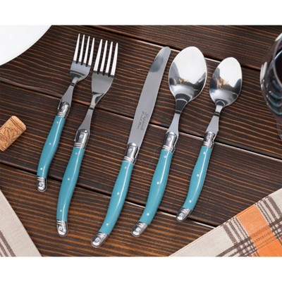 Aegean Teal Stainless Steel Flatware Set, Service for 4