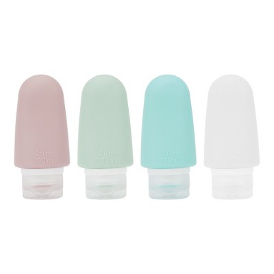 Unique Bargains Leak Proof Silicone Pump Bottle for Travel Multicolor 4 Pcs 60ml