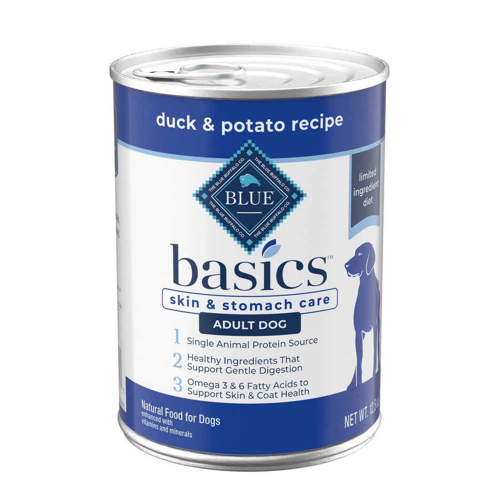 Blue Buffalo Basics Skin & Stomach Care Grain Free Adult Duck Natural Wet  Dog Food - 12.5oz 8 Count 