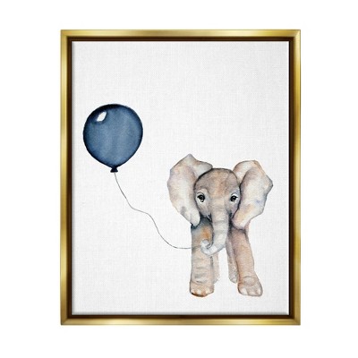 Stupell Industries Baby Elephant with Blue Balloon
