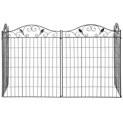 Elegant Black Metal Garden Fence Panels, 4 Pack, 44 x 36-Inch