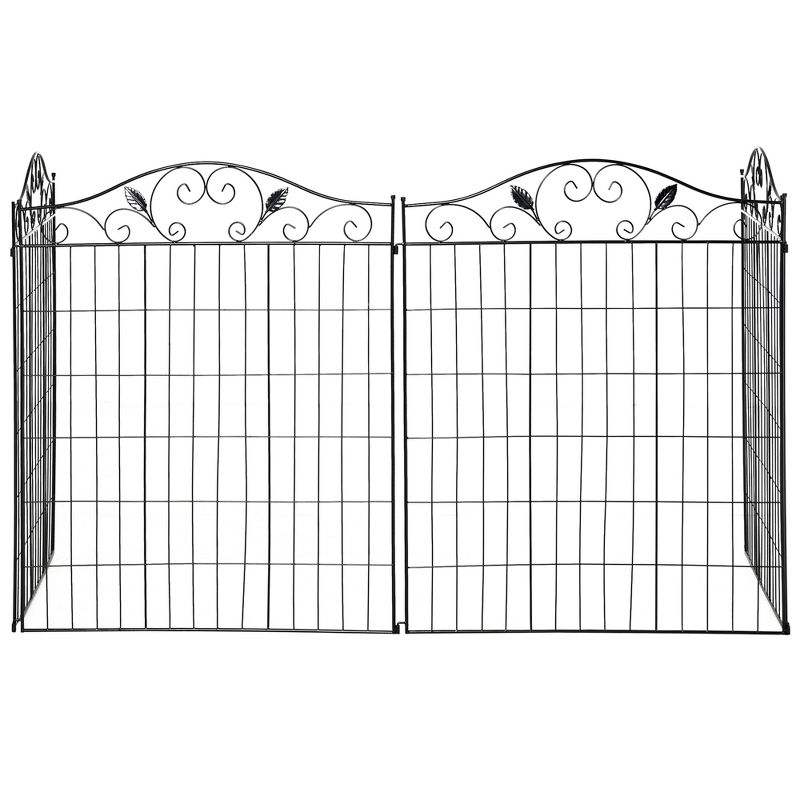 Outsunny Garden Decorative Fence Panel, 4 Pack, 44 x 36-Inch, Linear Length 12 Feet, Steel Border Folding Fence for Garden Landscaping, 5 of 10