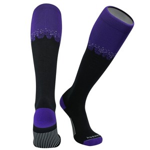 Mk socks Pixel Cityscape Baseball, Football, Soccer Knee High Sports Socks - Black Grey Purple - 1 of 2