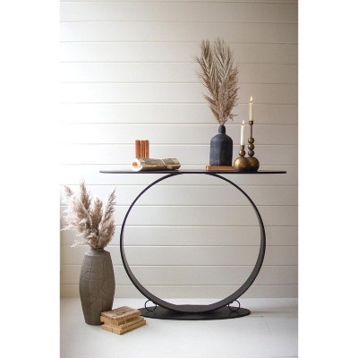 Slim Oval Metal Console Table 34" Tall by Kalalou