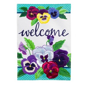 Evergreen Pansy Garden Garden Burlap Flag 12.5 x 18 Inches Indoor Outdoor Decor - 1 of 2