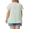 Agnes Orinda Plus Size Womens Tops Keyhole Flutter Short Sleeve Chiffon Floral Pattern - 4 of 4