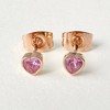Pink Crystal Heart Stud Earrings in Gold, Rose Gold, Silver - Honeycat - 4 of 4