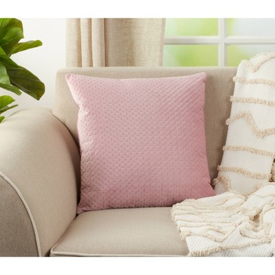 Dusty Pink Velvet 18" Square Throw Pillow with Zipper Closure