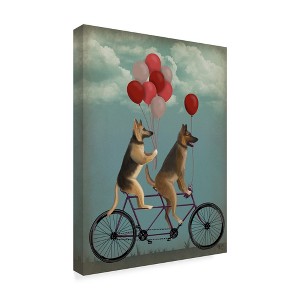 Trademark Fine Art -Fab Funky 'German Shepherd Tandem' Canvas Art - 1 of 4