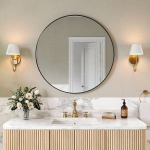 Matte Round Rectangle Bathroom Vanity Mirror, Over-Sink Wall Mirror with HD Tempered Glass and Rust-Resistant Aluminum Frame - 1 of 4