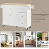 YOOCOZZ Multifunctional Rolling Kitchen Island with Solid Wood Drop Leaf and Large Storage Space - 4 of 4