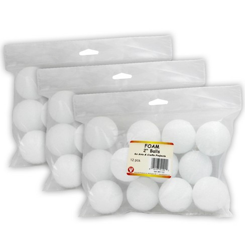 Hygloss Craft Foam Balls, 2 Inch, White, 12 Per Pack, 3 Packs : Target