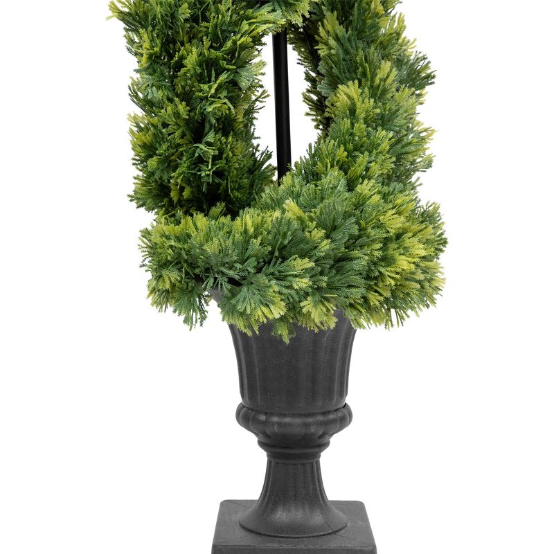 Northlight Real Touch™ Artificial Cedar Double Spiral Topiary Tree in Pot, Unlit - 4.5', 4 of 8