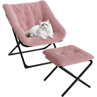 Comfy Saucer Chair, Foldable Living Room Chairs, Soft Faux Fur Lounge Chair for Bedroom,Reading Chairs for Adults,Kids(Brown)