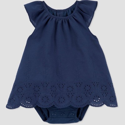 Image of Carter's Just One You® Baby Girls' Eyelet Bubble Romper - Blue 3M
