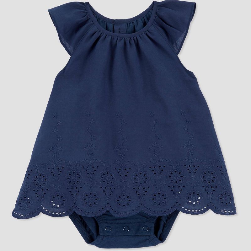 Carter's Just One You® Baby Girls' Eyelet Bubble Romper - Blue, 1 of 4