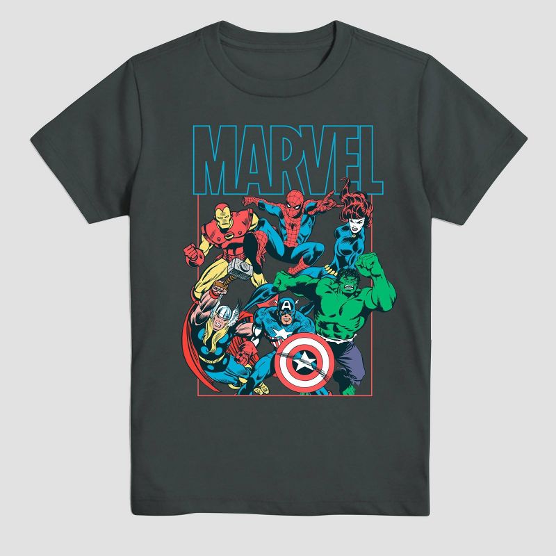 Boys&#39; Marvel Short Sleeve Graphic T-Shirt - Charcoal Gray, 1 of 4