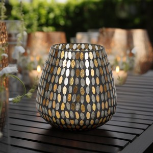 Sagebrook Home 8" Glass Votive Candle Holder - Contemporary Art Deco Bronze and Copper Tea Light Candle Holder for Home, Office, Event Decor - 1 of 4