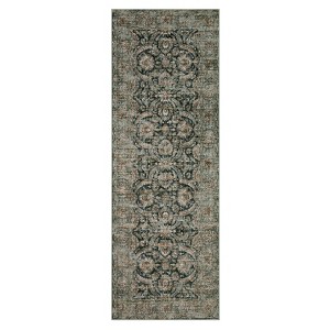 Washable Vintage Living Room Rugs, Distressed Floral Print Non Slip Bedroom Rugs, Low Pile Stain Resistant Accent Large Carpet for Home Office - 1 of 4