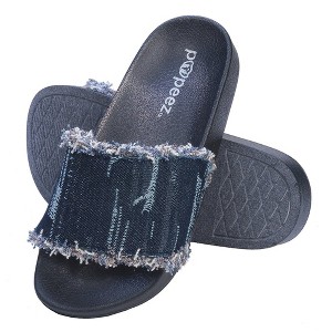 Roxoni Girl's Sandals Open Toe Slide Denim Slipper - 1 of 4