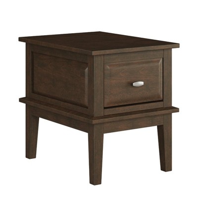 Transitional Birch Veneer Round End Table with Storage in Cherry