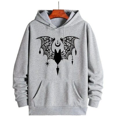 Plus Size Halloween Sweatshirts Tops with Crew Neck Long Sleeve Bat Graphic Print Pullover Sweat Shirts Plus Size Sweatshirts,Light Grey - 3XL
