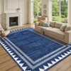 Washable Geometric Bordered Living Room Rugs, Contemporary Non Slip Low Pile Bedroom Carpet, Stain Resistant Dining Room Rugs - 3 of 4