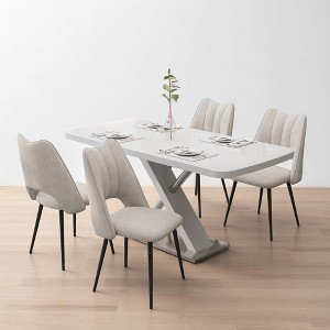 5-Piece Expandable Dining Table Set with 4 Upholstered Chairs, Rectangular Kitchen Table with Adjustable Length for 4–6 People, for Dining Room - 1 of 4