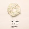 4 Pcs/Set Fashionable Colored blended linen fabric Scrunchies - Soft, Stretchy, and Detachable Hair Ties for Ponytails - 4 of 4