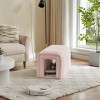Ottoman Bench Storage Foot Rest,Corduroy Living Room Bench,Arch Hollow Design Cat Nest,Pet Supplies,Entryway Upholstered Bench-Coolbibila - 3 of 4