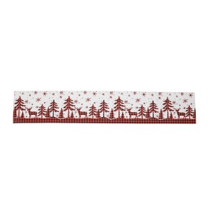 Unique Bargains Christmas Table Runner Polyester Red White Black 71x14 Inch 1 Pc - 1 of 4