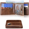 Wallet Mens RFID Blocking Genuine Bifold Leather Wallets for air tag Men's Wallet with 1 ID Window 15 Card Slots - 4 of 4
