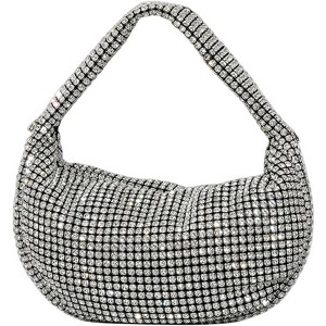FATMOON Bling Full Glitter Knotted Handbag for Women Crystal Rhinestone Hobo Dumpling Bag Diamond Evening Clutch Crossbody Bag - 1 of 4