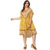 Women's Plus Size Boho Floral V Neck Drop Shoulder Drawstring Waist A Line Dresses - Agnes Orinda - 3 of 4