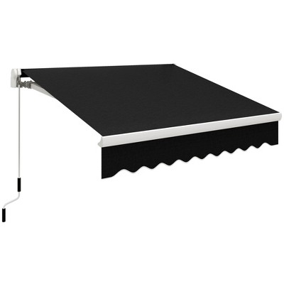 Outsunny Manual Retractable Awning Sun Shade Shelter for Patio Deck Yard with UV Protection and Easy Crank Opening