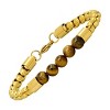 Steeltime Men's 18k gold plated stainless steel box chain and tiger eye beaded bracelet - 2 of 4