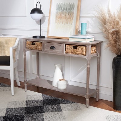 Christa Brown Wood and Metal Console Table with Storage
