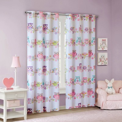 Multicolor Owl Print Blackout Kids' Window Panel, 50" x 63"