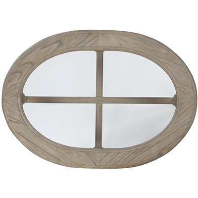 Gray and Black Oval Wood Glass Cocktail Table