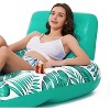 Jasonwell Inflatable Pool Float for Adults — Lounger Raft with Cup Holders, Floating Chair for Pool, Lake & Beach - Tropical Green - 3 of 4