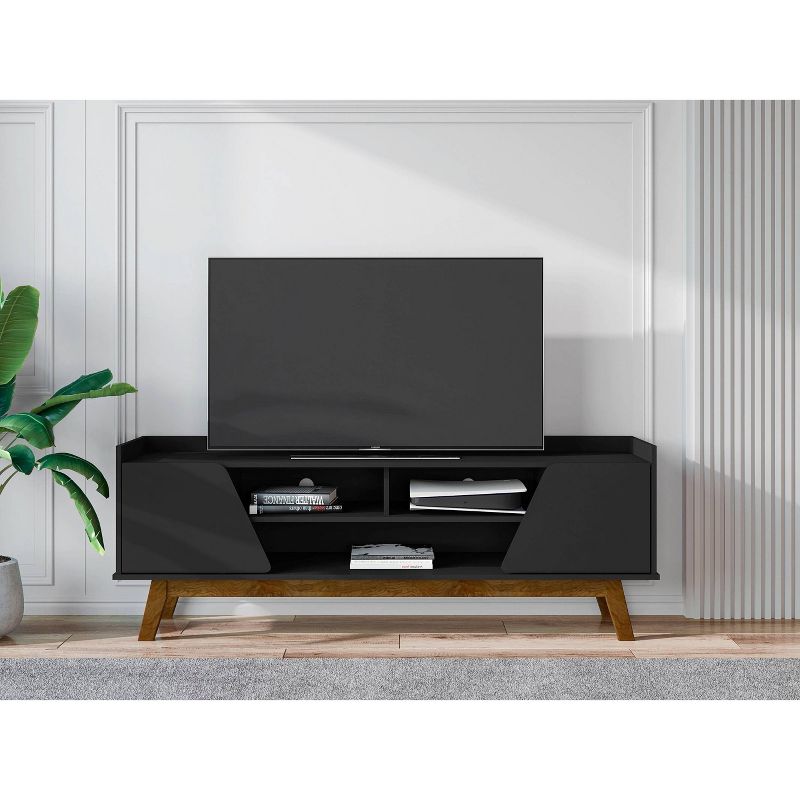 Marcus Mid-Century Modern 5 Shelf TV Stand for TVs up to 65&#34; Matte Black - Manhattan Comfort, 2 of 7